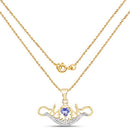 14K Yellow Gold Plated 0.62 Carat Genuine Tanzanite and White Topaz .925 Sterling Silver Pendant-4