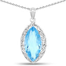 8.22 Carat Genuine Swiss Blue Topaz .925 Sterling Silver Pendant-3