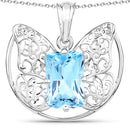 11.10 Carat Genuine Swiss Blue Topaz .925 Sterling Silver Pendant-3