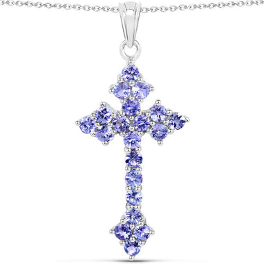2.00 Carat Genuine Tanzanite .925 Sterling Silver Pendant - 0