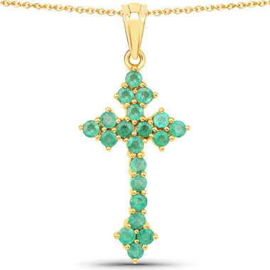 2.00 Carat Genuine Zambian Emerald .925 Sterling Silver Pendant - 0