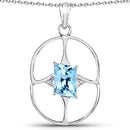 5.26 Carat Genuine Swiss Blue Topaz .925 Sterling Silver Pendant-3