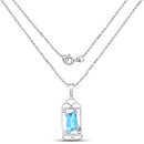 4.57 Carat Genuine Swiss Blue Topaz & White Topaz .925 Sterling Silver Pendant-5