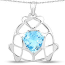 11.50 Carat Genuine Swiss Blue Topaz .925 Sterling Silver Pendant-3