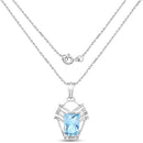 5.76 Carat Genuine Swiss Blue Topaz & White Topaz .925 Sterling Silver Pendant-4
