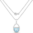 4.08 Carat Genuine Swiss Blue Topaz & White Topaz .925 Sterling Silver Pendant-4