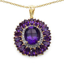 14K Yellow Gold Plated 8.55 Carat Genuine Amethyst & White Topaz .925 Sterling Silver Pendant-3