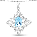 6.10 Carat Genuine Swiss Blue Topaz .925 Sterling Silver Pendant-3