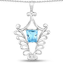 5.68 Carat Genuine Swiss Blue Topaz .925 Sterling Silver Pendant-3