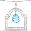 10.50 Carat Genuine Swiss Blue Topaz .925 Sterling Silver Pendant-3