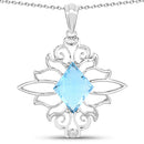5.15 Carat Genuine Swiss Blue Topaz .925 Sterling Silver Pendant-3