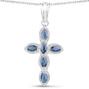 0.90 Carat Genuine Blue Sapphire .925 Sterling Silver Pendant-2