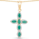 18K Yellow Gold Plated 0.84 Carat Genuine Emerald .925 Sterling Silver Pendant-5