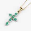 18K Yellow Gold Plated 0.84 Carat Genuine Emerald .925 Sterling Silver Pendant-8