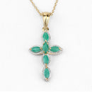 18K Yellow Gold Plated 0.84 Carat Genuine Emerald .925 Sterling Silver Pendant-9