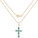 18K Yellow Gold Plated 0.84 Carat Genuine Emerald .925 Sterling Silver Pendant-10