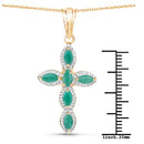 18K Yellow Gold Plated 0.84 Carat Genuine Emerald .925 Sterling Silver Pendant-11