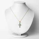18K Yellow Gold Plated 0.84 Carat Genuine Emerald .925 Sterling Silver Pendant-12