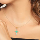 18K Yellow Gold Plated 0.84 Carat Genuine Emerald .925 Sterling Silver Pendant-14