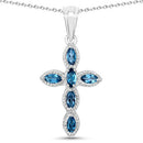 1.02 Carat Genuine London Blue Topaz .925 Sterling Silver Pendant-2