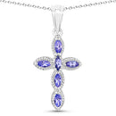 0.84 Carat Genuine Tanzanite .925 Sterling Silver Pendant-2