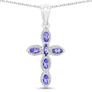 0.84 Carat Genuine Tanzanite .925 Sterling Silver Pendant - 0