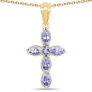 14K Yellow Gold Plated 0.84 Carat Genuine Tanzanite .925 Sterling Silver Pendant-3