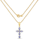 14K Yellow Gold Plated 0.84 Carat Genuine Tanzanite .925 Sterling Silver Pendant-4