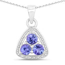 0.69 Carat Genuine Tanzanite .925 Sterling Silver Pendant-4