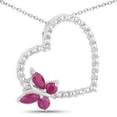 0.52 Carat Genuine Ruby and Created White Sapphire .925 Sterling Silver Pendant-1