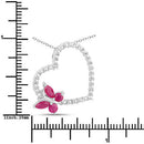0.52 Carat Genuine Ruby and Created White Sapphire .925 Sterling Silver Pendant-3