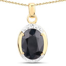7.50 Carat Genuine Black Sapphire .925 Sterling Silver Pendant-5