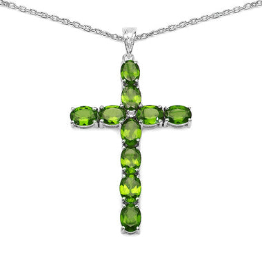 8.32 Carat Genuine Peridot and White Topaz .925 Sterling Silver Pendant - 0