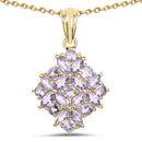 14K Yellow Gold Plated 2.58 Carat Genuine Tanzanite .925 Sterling Silver Pendant-4