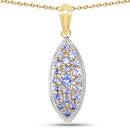 14K Yellow Gold Plated 1.56 Carat Genuine Tanzanite .925 Sterling Silver Pendant-3