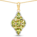 14K Yellow Gold Plated 4.02 Carat Genuine Peridot & White Topaz .925 Sterling Silver Pendant-3