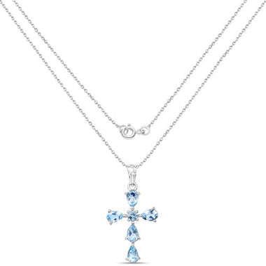 2.72 Carat Genuine Blue Topaz .925 Sterling Silver Pendant - 0