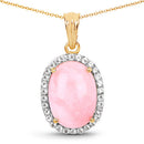 14K Yellow Gold Plated 11.75 Carat Genuine Opal Pink and White Topaz .925 Sterling Silver Pendant-4
