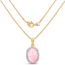 14K Yellow Gold Plated 11.75 Carat Genuine Opal Pink and White Topaz .925 Sterling Silver Pendant-5