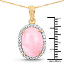 14K Yellow Gold Plated 11.75 Carat Genuine Opal Pink and White Topaz .925 Sterling Silver Pendant-6