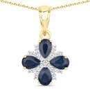 1.87 Carat Genuine Blue Sapphire and White Topaz .925 Sterling Silver Pendant-2