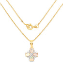 14K Yellow Gold Plated 1.19 Carat Genuine Ethiopian Opal and White Topaz .925 Sterling Silver Pendant-5