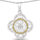 0.57 Carat Genuine White Diamond and Yellow Diamond .925 Sterling Silver Pendant-3