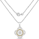0.57 Carat Genuine White Diamond and Yellow Diamond .925 Sterling Silver Pendant-4