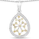 0.45 Carat Genuine White Diamond and Yellow Diamond .925 Sterling Silver Pendant-3