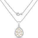 0.45 Carat Genuine White Diamond and Yellow Diamond .925 Sterling Silver Pendant-4