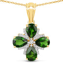 2.70 Carat Genuine Chrome Diopside and White Topaz .925 Sterling Silver Pendant-2