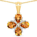 2.46 Carat Genuine Madeira Citrine and White Topaz .925 Sterling Silver Pendant-3