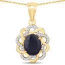 3.43 Carat Genuine Blue Sapphire and White Topaz .925 Sterling Silver Pendant-2