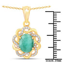 2.78 Carat Genuine Emerald and White Topaz .925 Sterling Silver Pendant-6